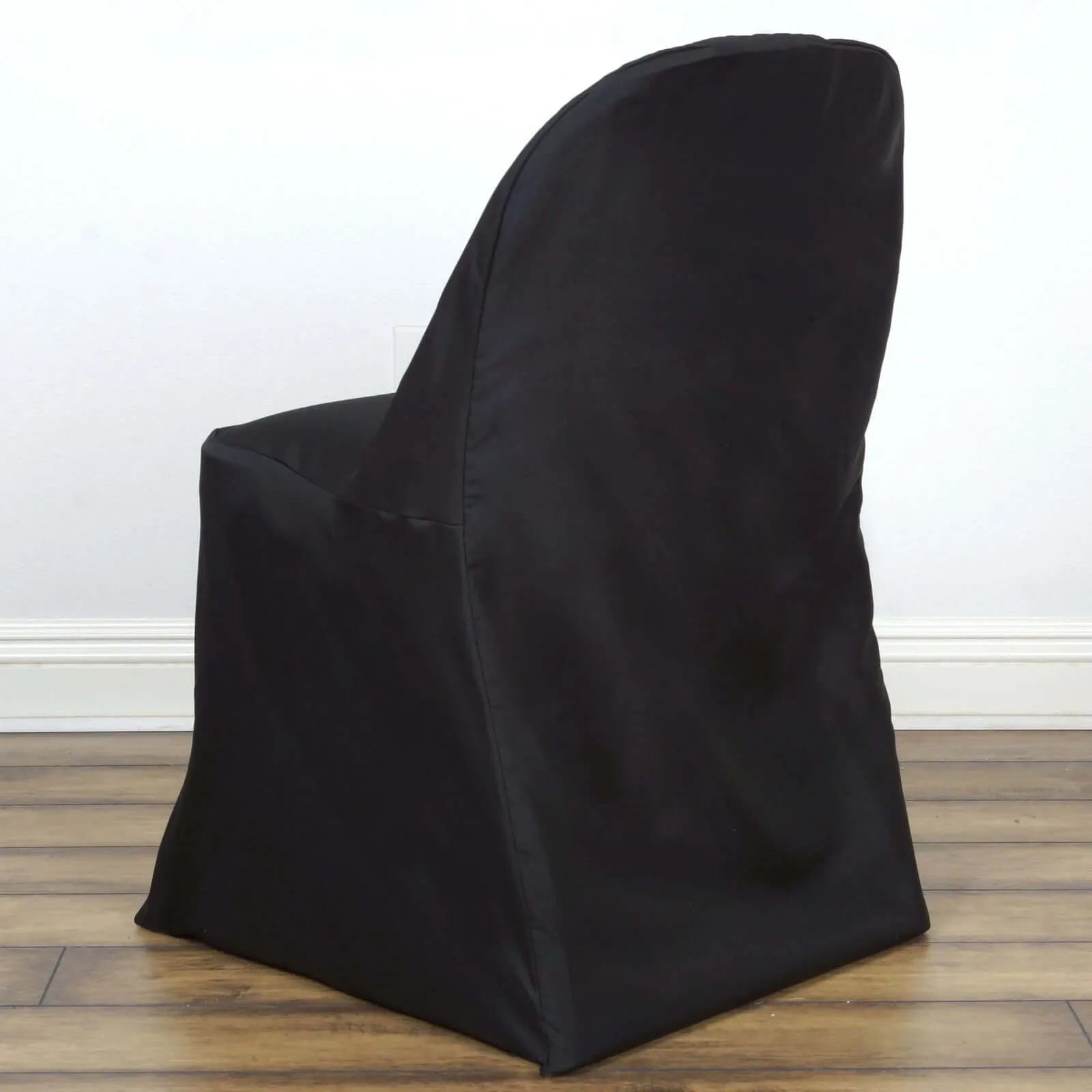 10 Pack Black Polyester Folding Chair Covers, Reusable Stain Resistant Slip On Chair Covers