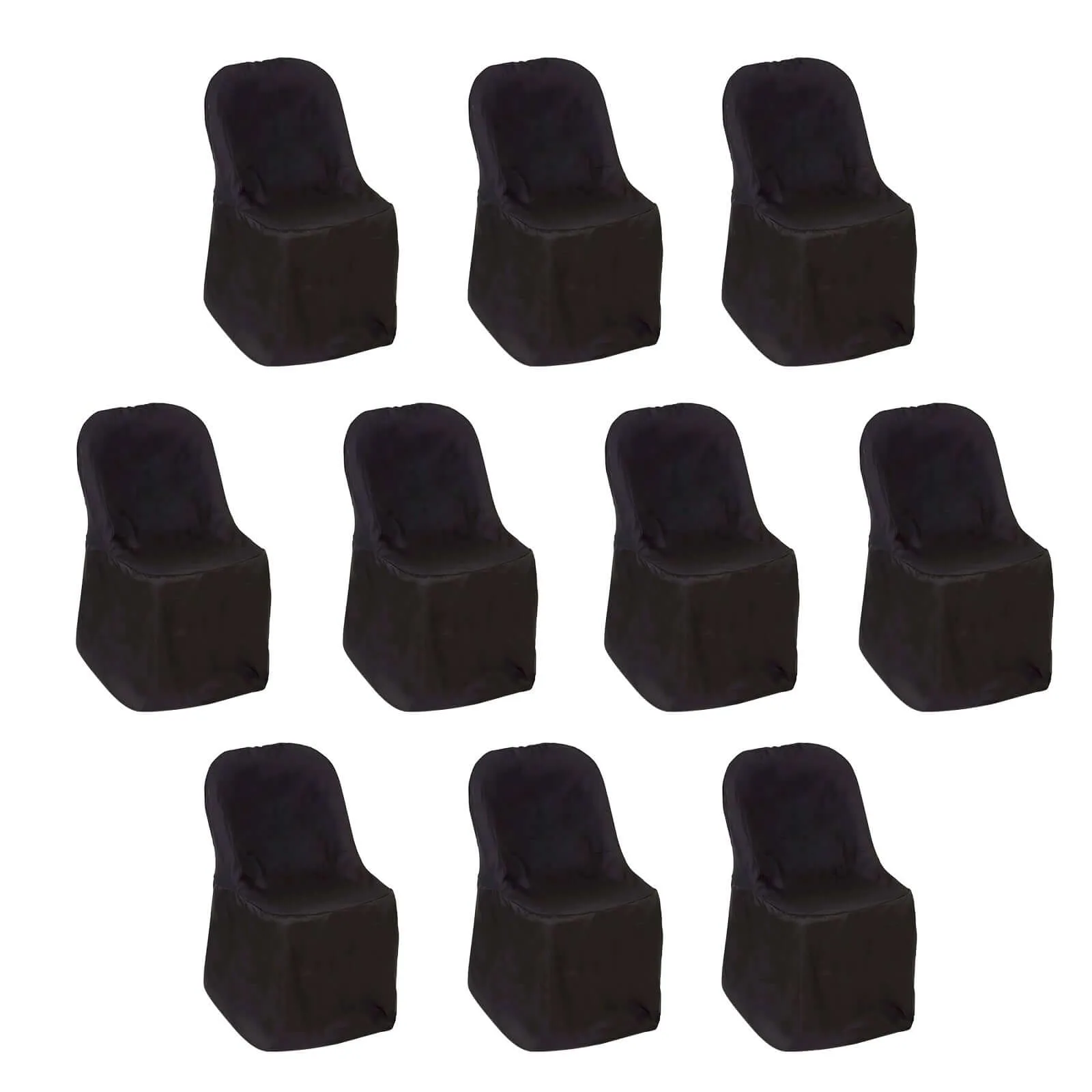 10 Pack Black Polyester Folding Chair Covers, Reusable Stain Resistant Slip On Chair Covers