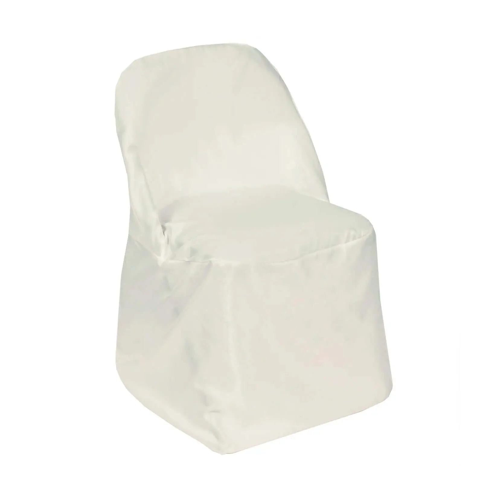 10 Pack Ivory Polyester Folding Chair Covers, Reusable Stain Resistant Slip On Chair Covers