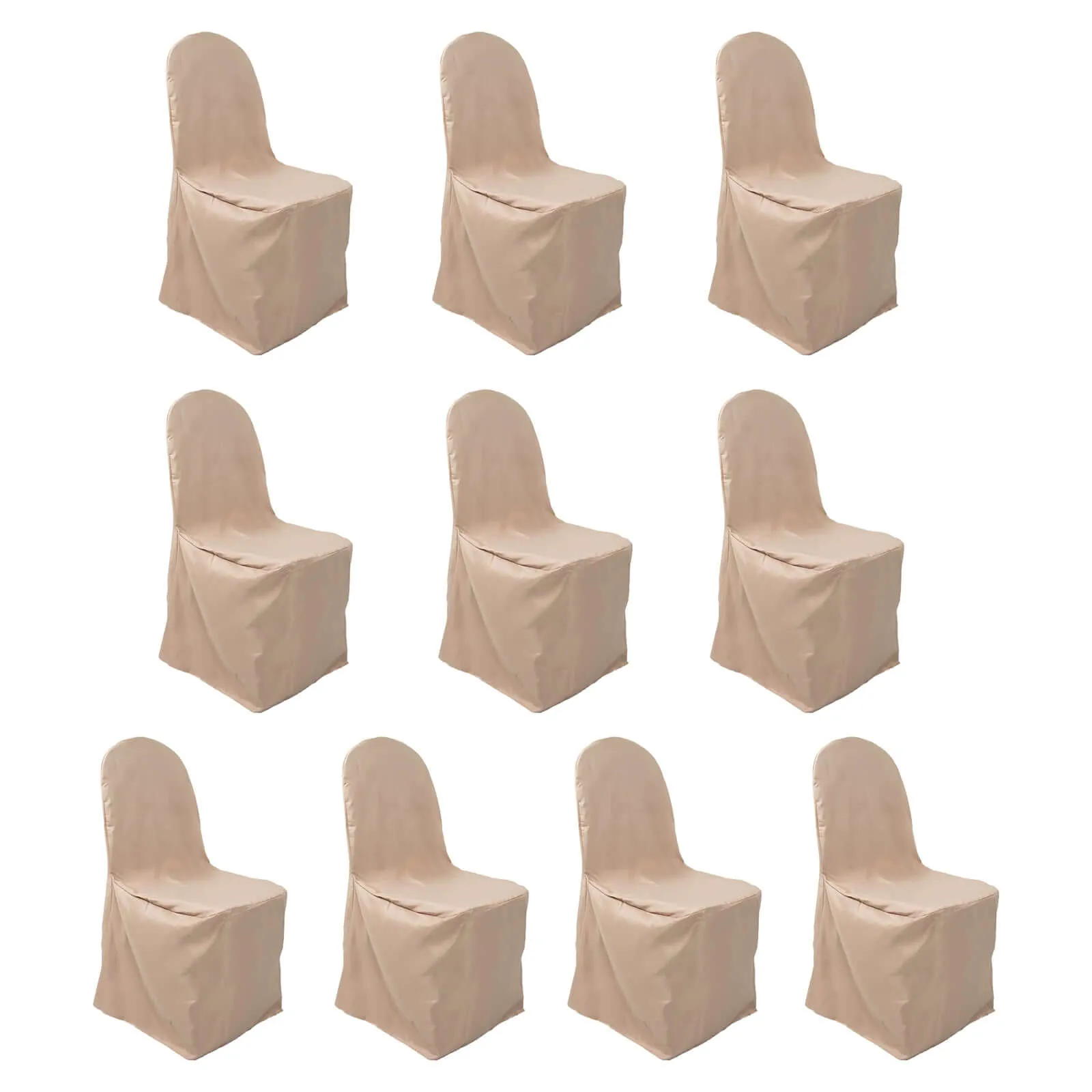 10 Pack Nude Polyester Banquet Chair Covers, Reusable Stain Resistant Slip On Chair Covers