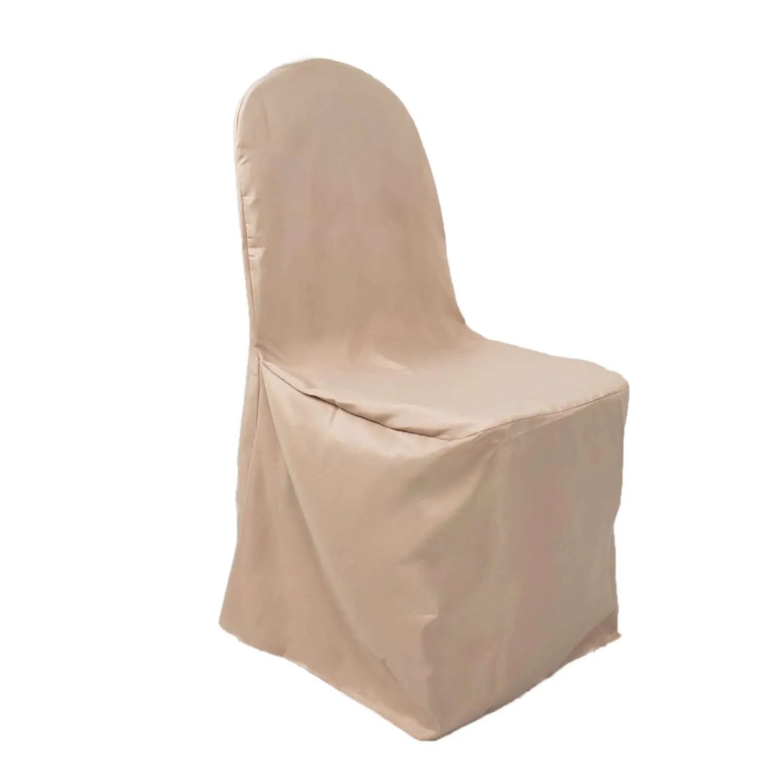 10 Pack Nude Polyester Banquet Chair Covers, Reusable Stain Resistant Slip On Chair Covers