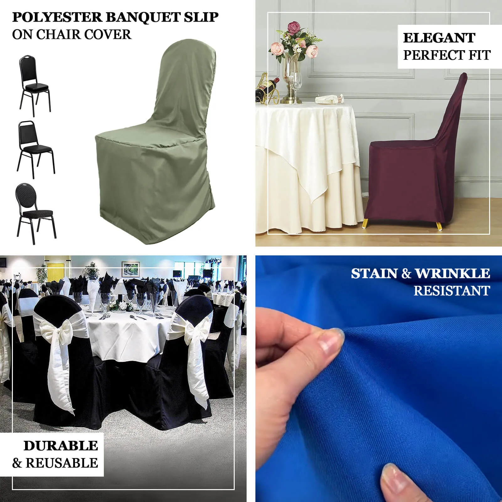 10 Pack Nude Polyester Banquet Chair Covers, Reusable Stain Resistant Slip On Chair Covers