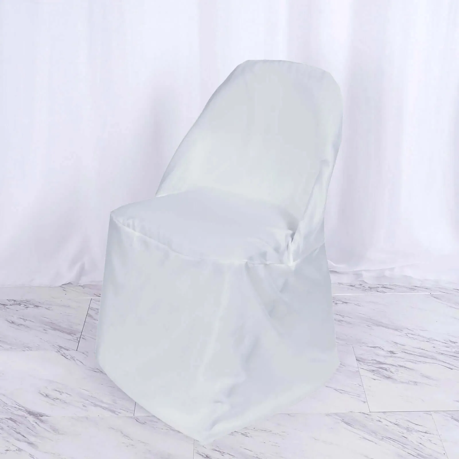 10 Pack White Polyester Folding Chair Covers, Reusable Stain Resistant Slip On Chair Covers