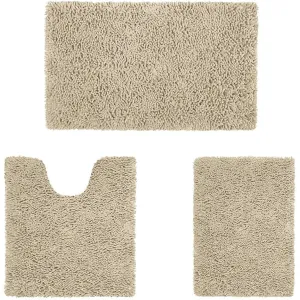 3-Piece Set: Bathroom Rugs Set Ultra Soft Non Slip and Absorbent Chenille