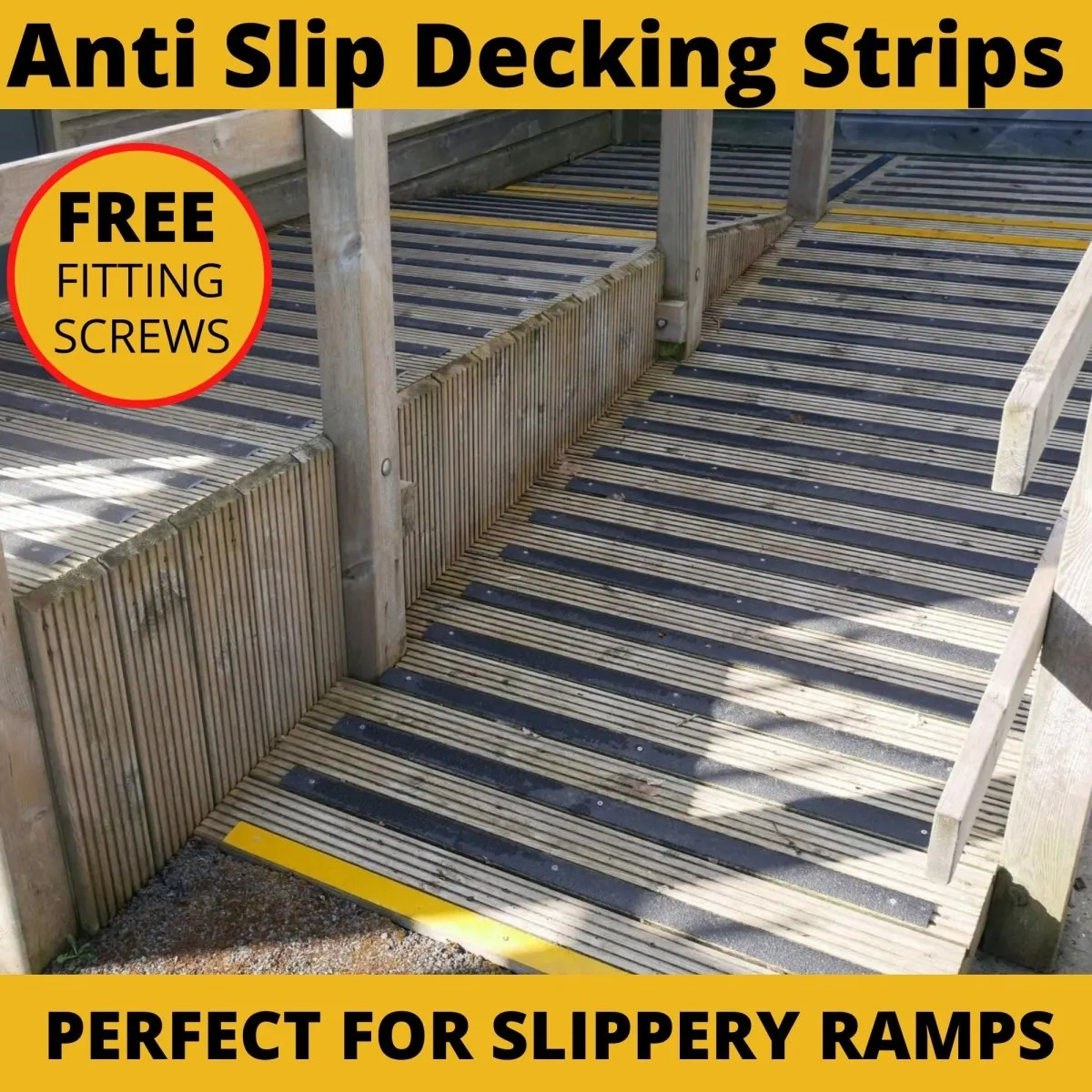 50mm Wide Non-Slip Anti-Skid Decking Strips - Safety and Style for Outdoor Space - BEIGE