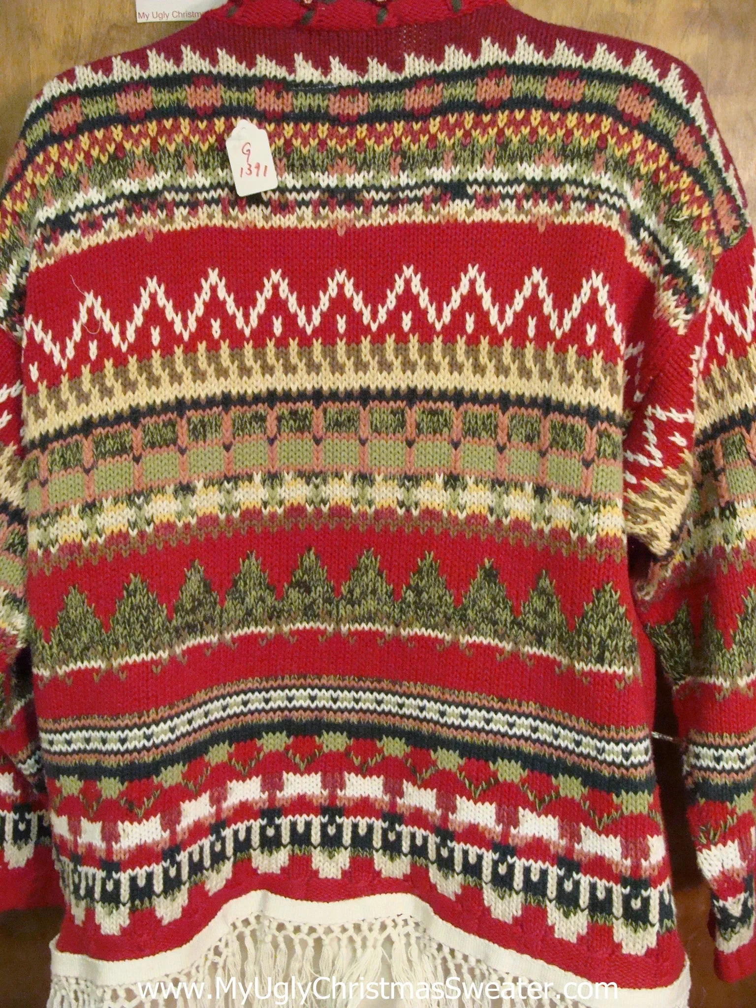 80s Ugly Christmas Sweater with Lights and Fringe