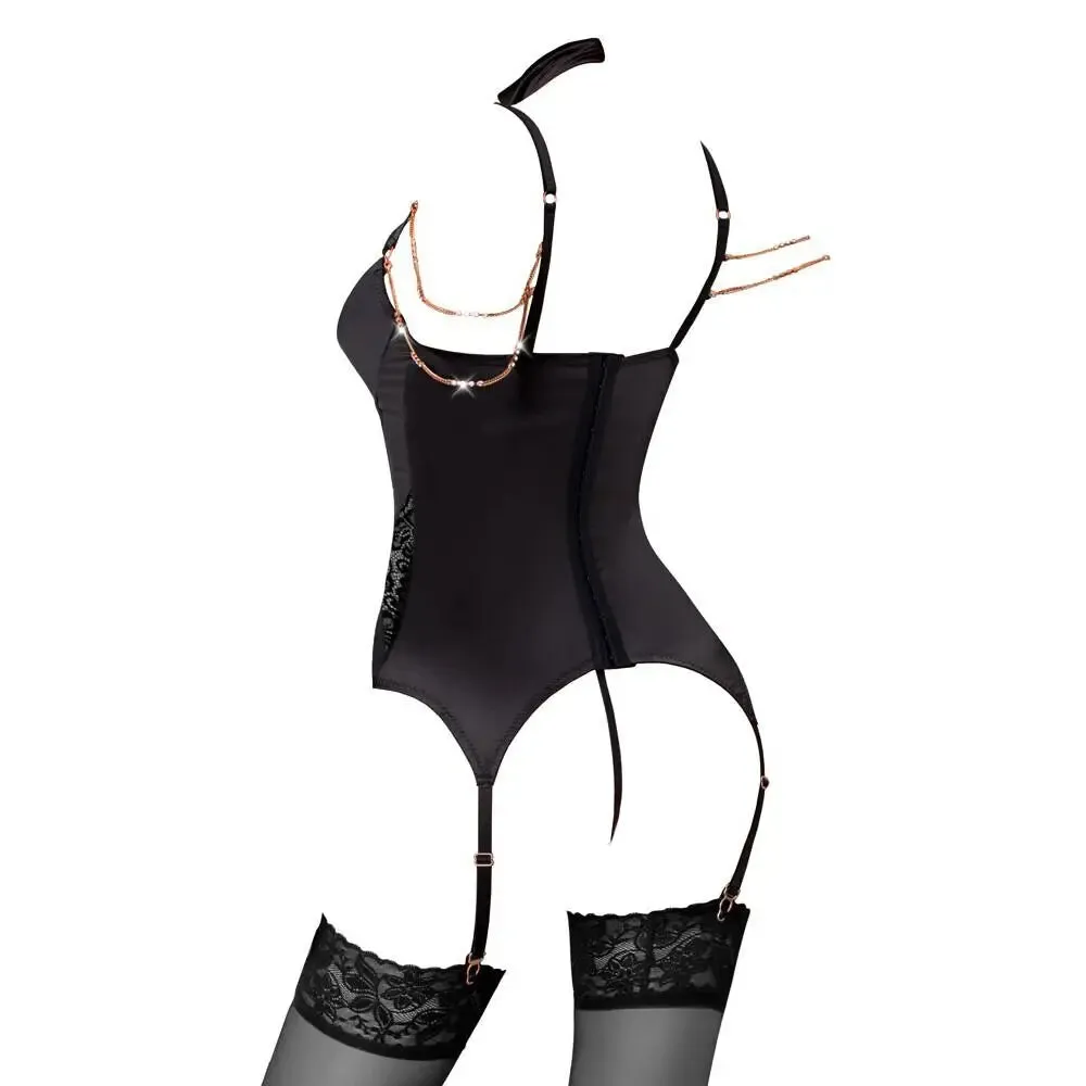 Abierta Fina Sexy Stretchy Open Basque Set with Chains