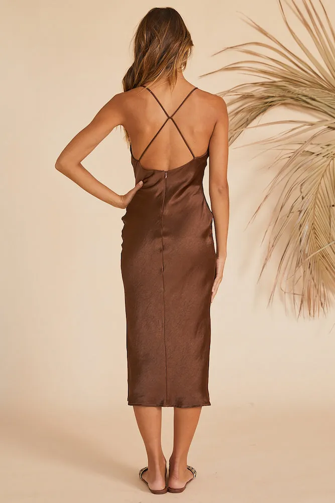 Amaryllis Midi Dress Brown