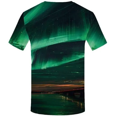 Aurora T-shirt Men Harajuku Tshirts Novelty Northern Lights T-shirts Graphic City Tshirts Cool Gothic Tshirts Casual