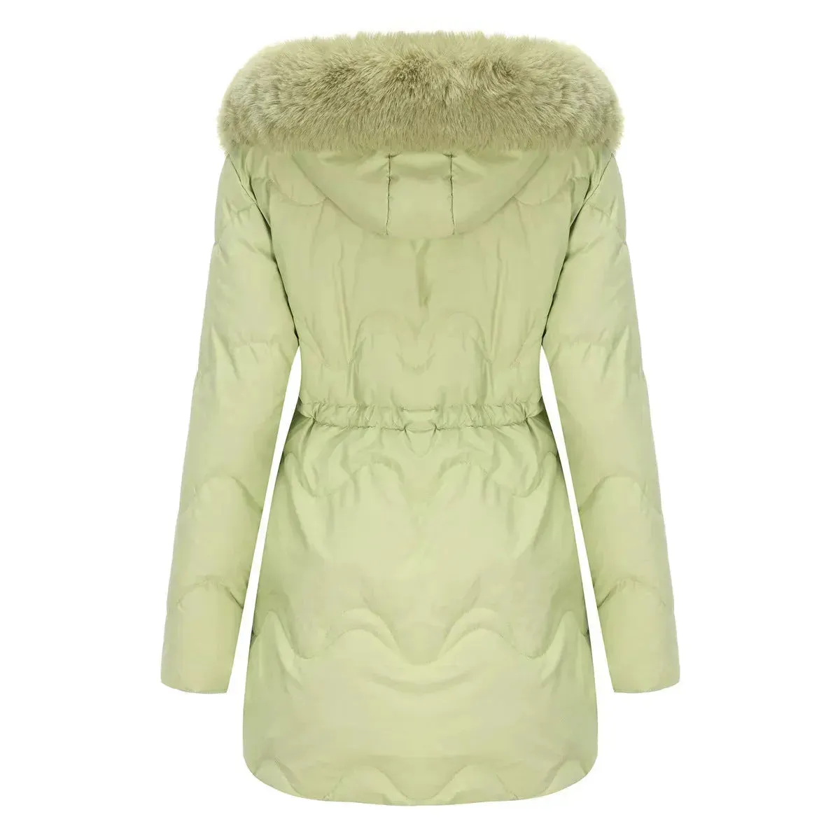 Autumn Winter Fur Collar cotton padded long winter jacket for women