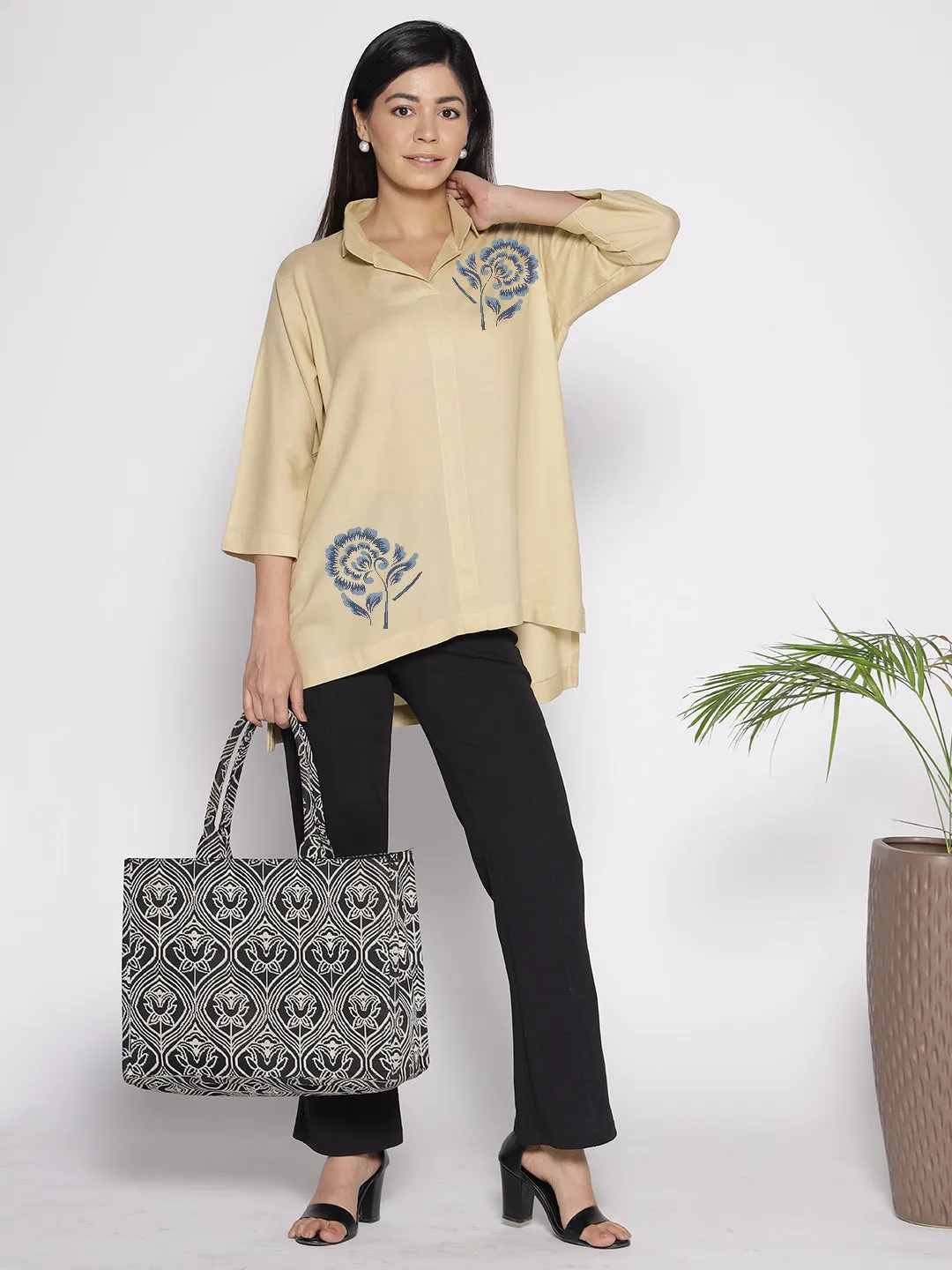 Beige Rayon ShirtTop - Astrantia