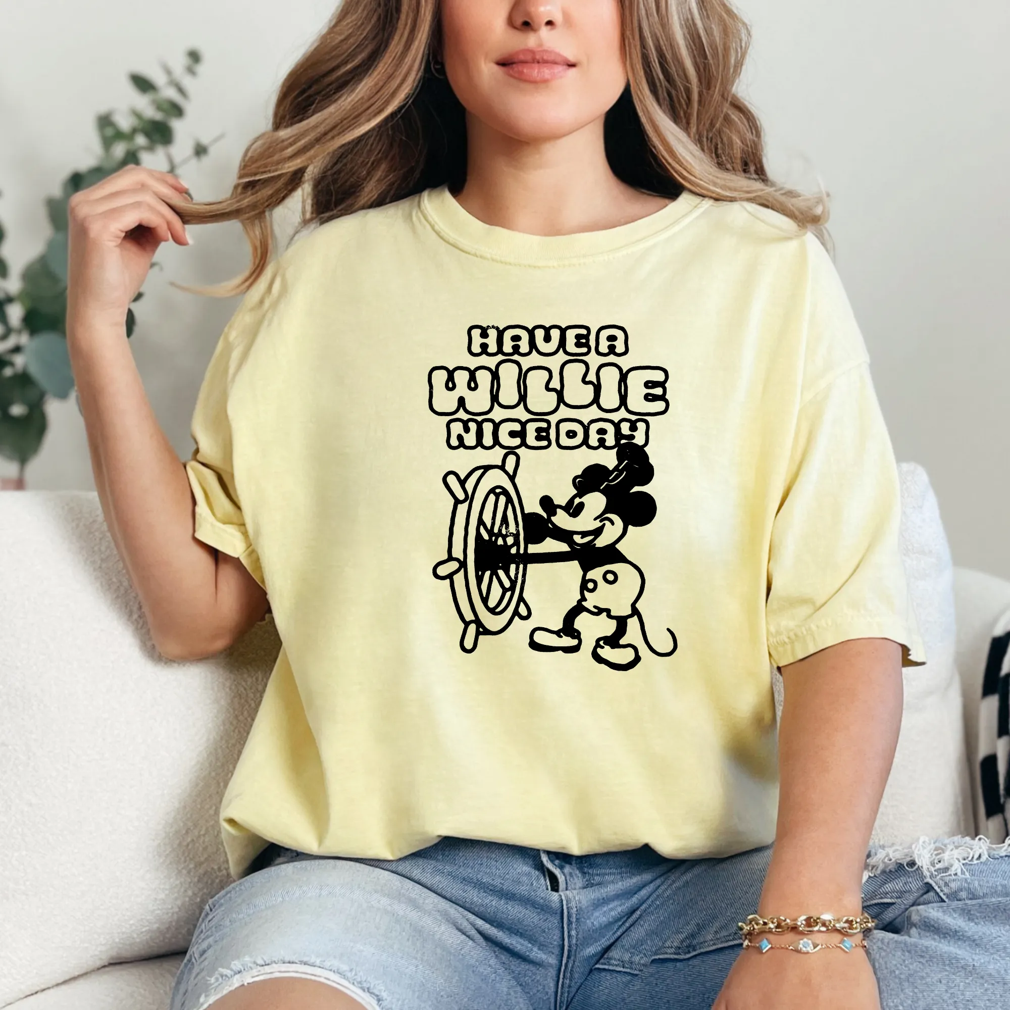 Black & White Steamboat Mouse Shirt for Women