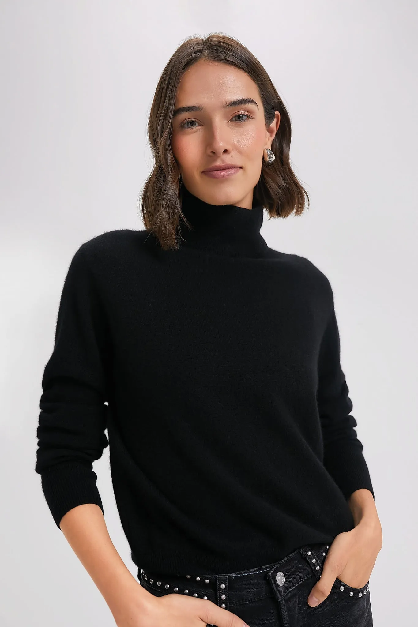 Black Cashmere Turtleneck Sweater