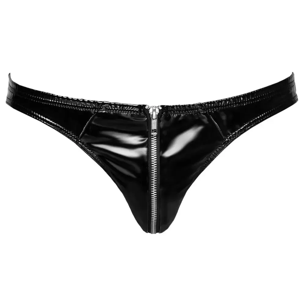 Black Level Vinyl Sexy Male Briefs with Zip