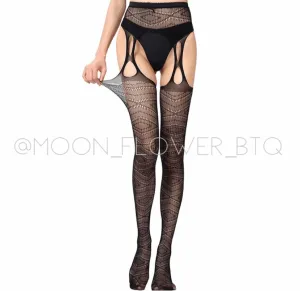 Black Thigh High Garter Suspender Fishnet Pantyhose