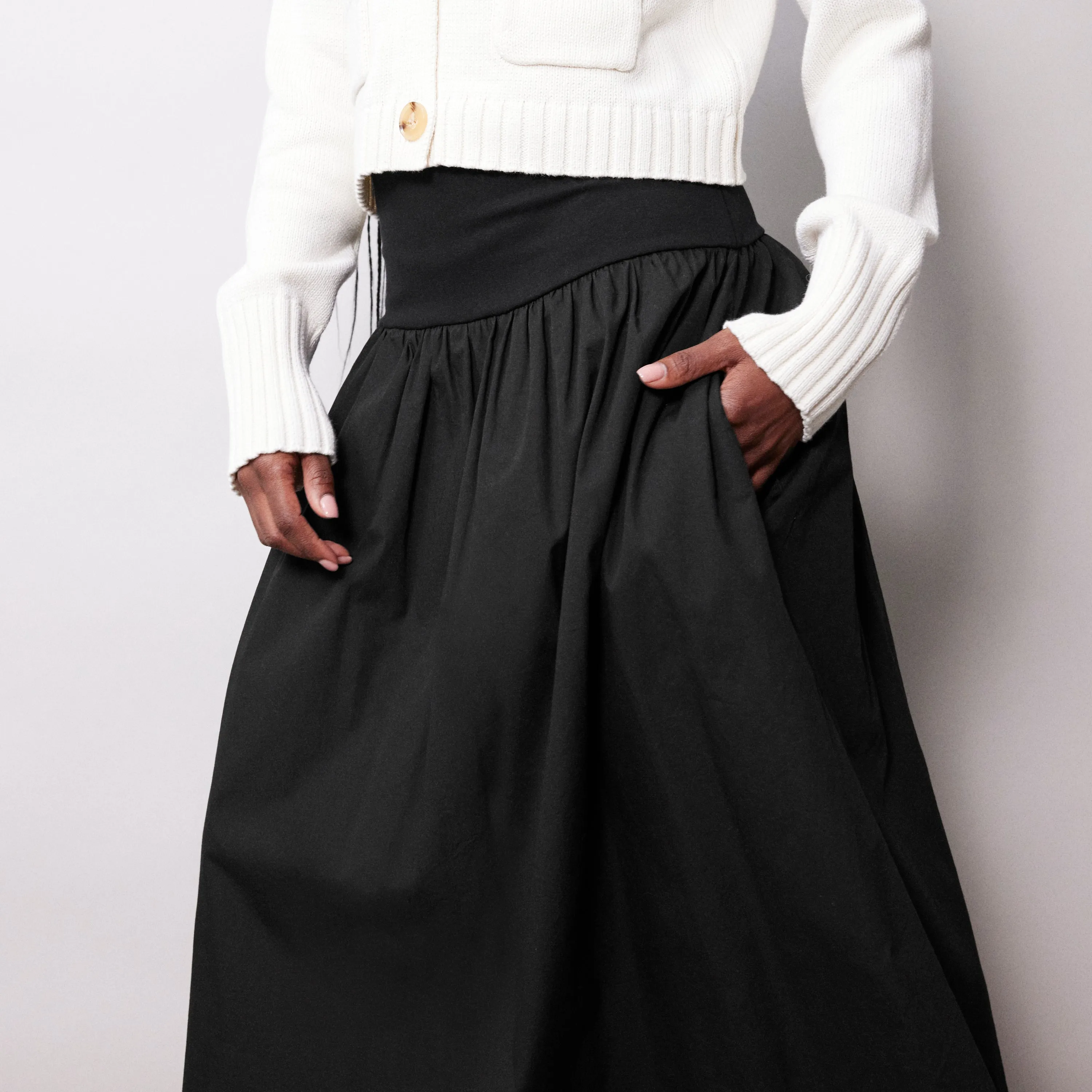 Black Woven Mix Full Skirt