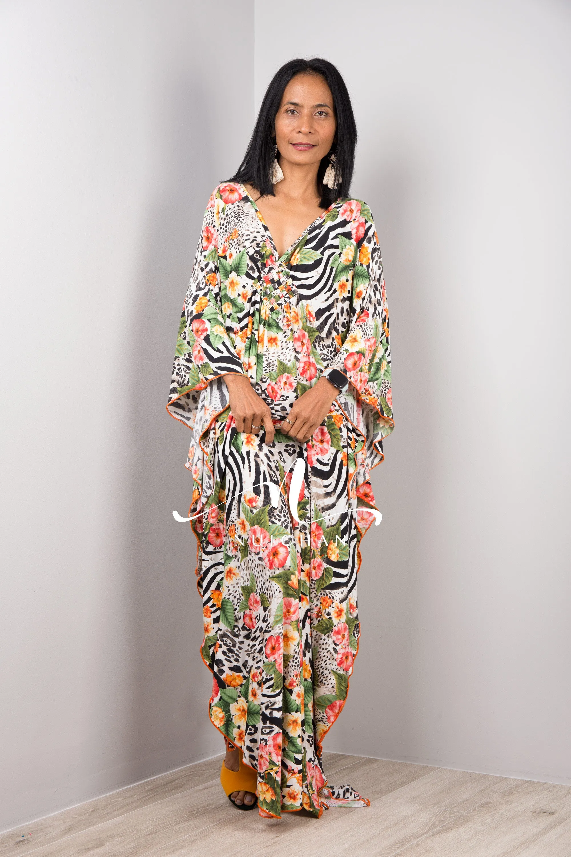 Boho Kaftan Frock Dress, Loose fit maxi dress, Resort kaftan dress