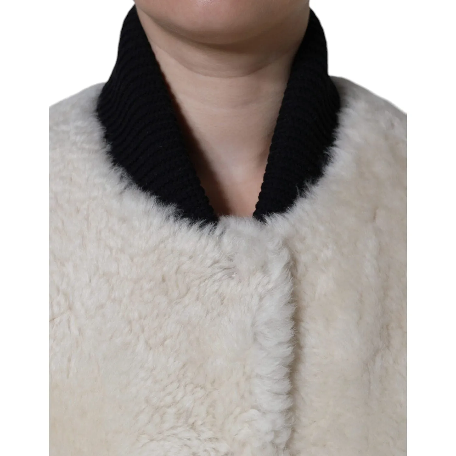 Burberry White WARRENFORD Shearling Leather Vest Coat Jacket