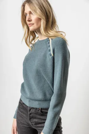 Button Raglan Crewneck Sweater by Lilla P