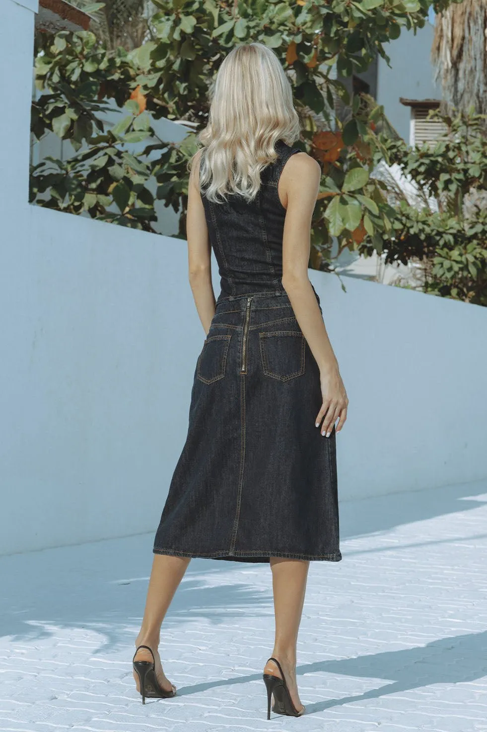 CAMELIA MIDI SKIRT - DARK DENIM