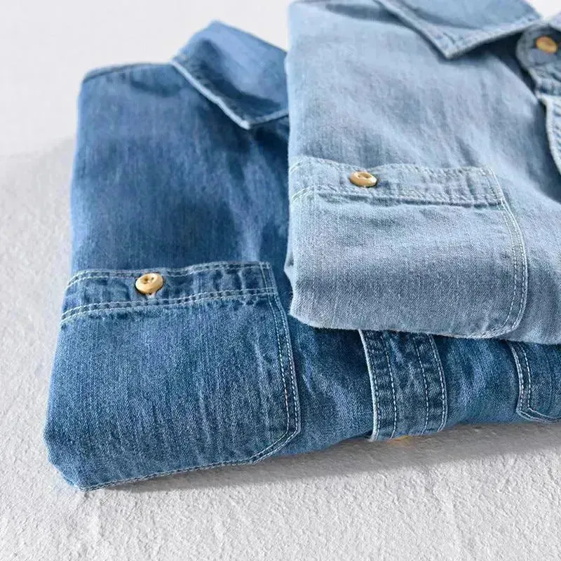 Casual Denim Short-sleeved Shirt Simple All-match