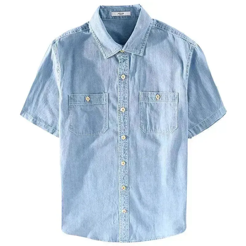 Casual Denim Short-sleeved Shirt Simple All-match