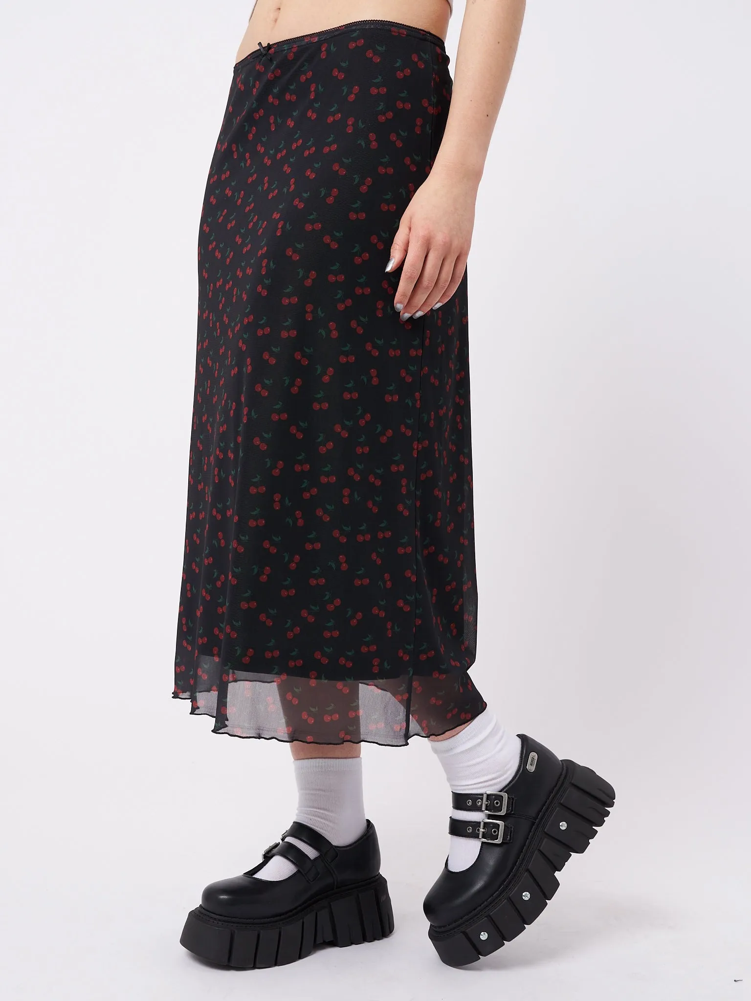 Cherry Cola Mesh Midi Skirt