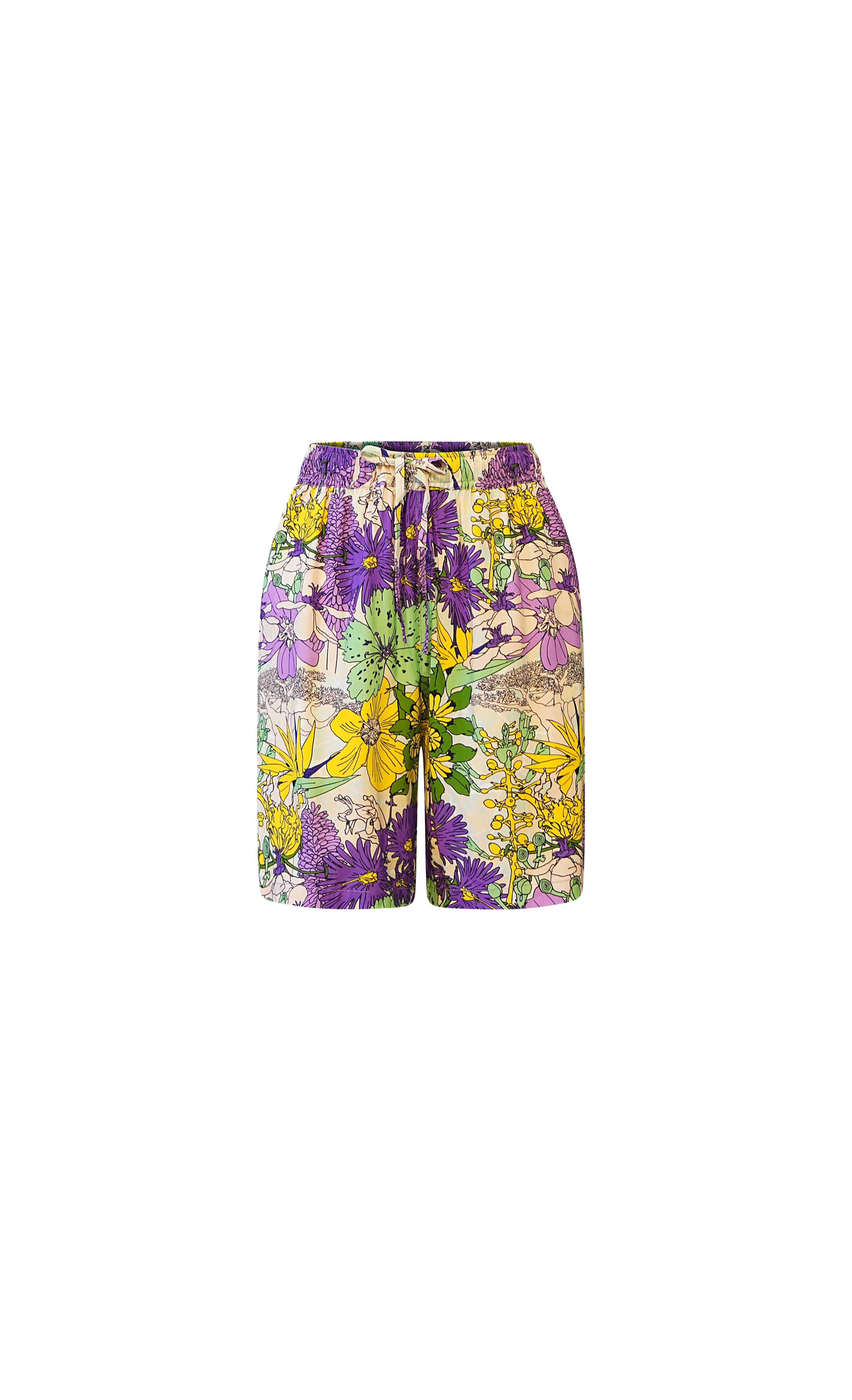 Chinny Loose fit Unisex Shorts - Pink Yellow Garden Mosaic Print | ILC OA OG