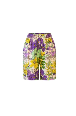 Chinny Loose fit Unisex Shorts - Pink Yellow Garden Mosaic Print | ILC OA OG