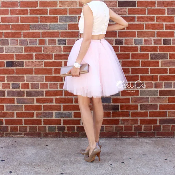 Clarisa Blush Pink Tulle Skirt - Midi