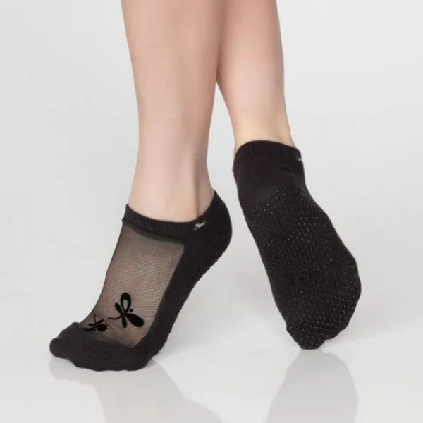 Classic Mesh Grip Sock - Graphite Dragon Fly Tattoo (Barre / Pilates)