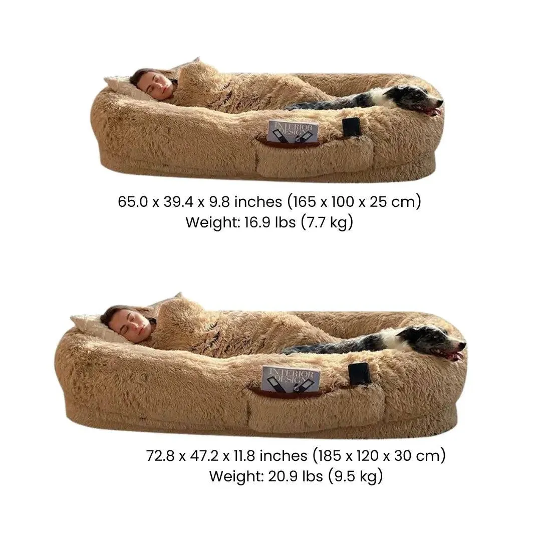 Cozy Oversized Pet Bed for Dogs & Humans - Calming, Washable