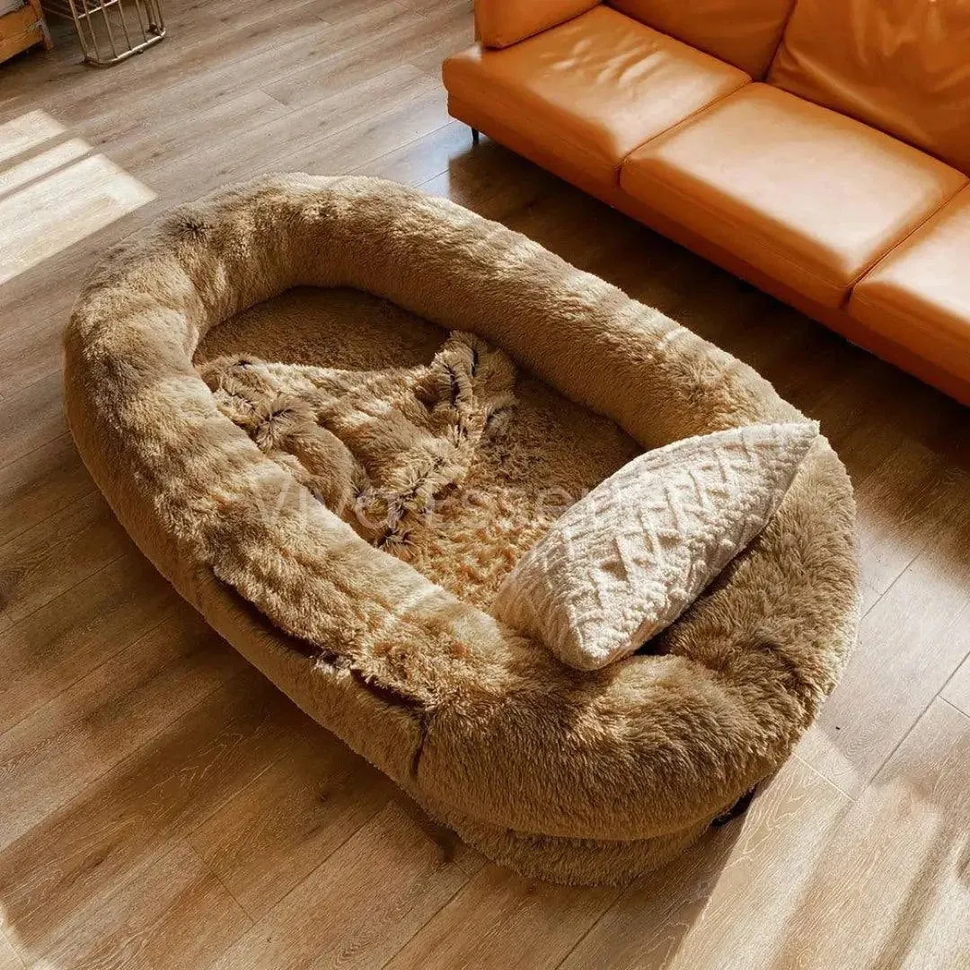 Cozy Oversized Pet Bed for Dogs & Humans - Calming, Washable