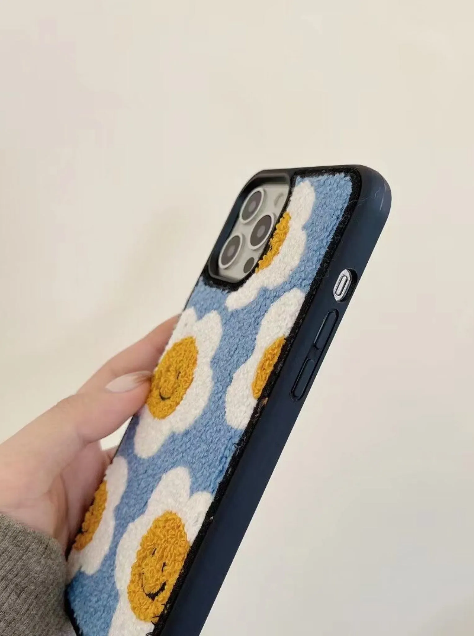 Cute Smiley Embroidered iPhone Case