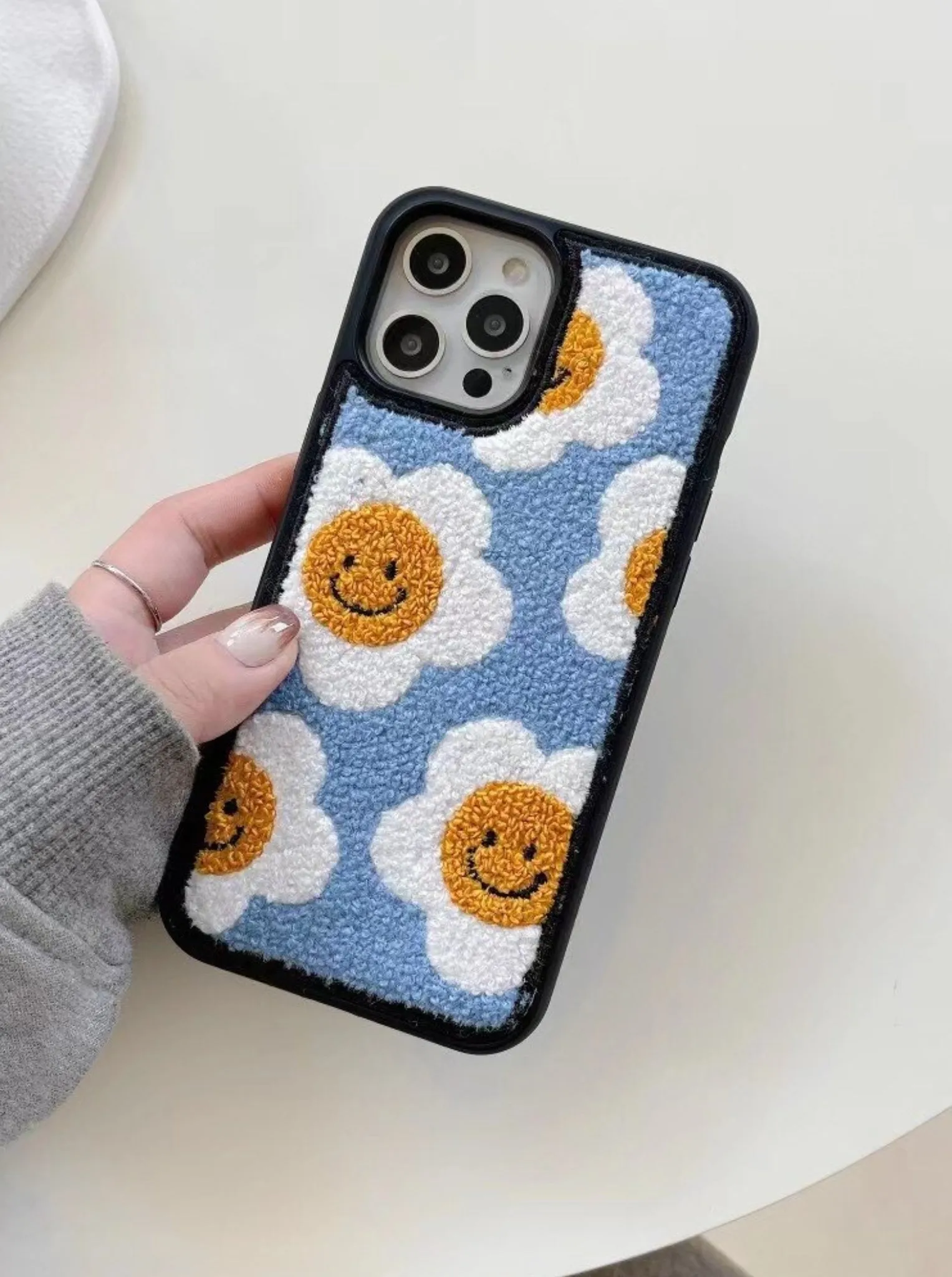 Cute Smiley Embroidered iPhone Case