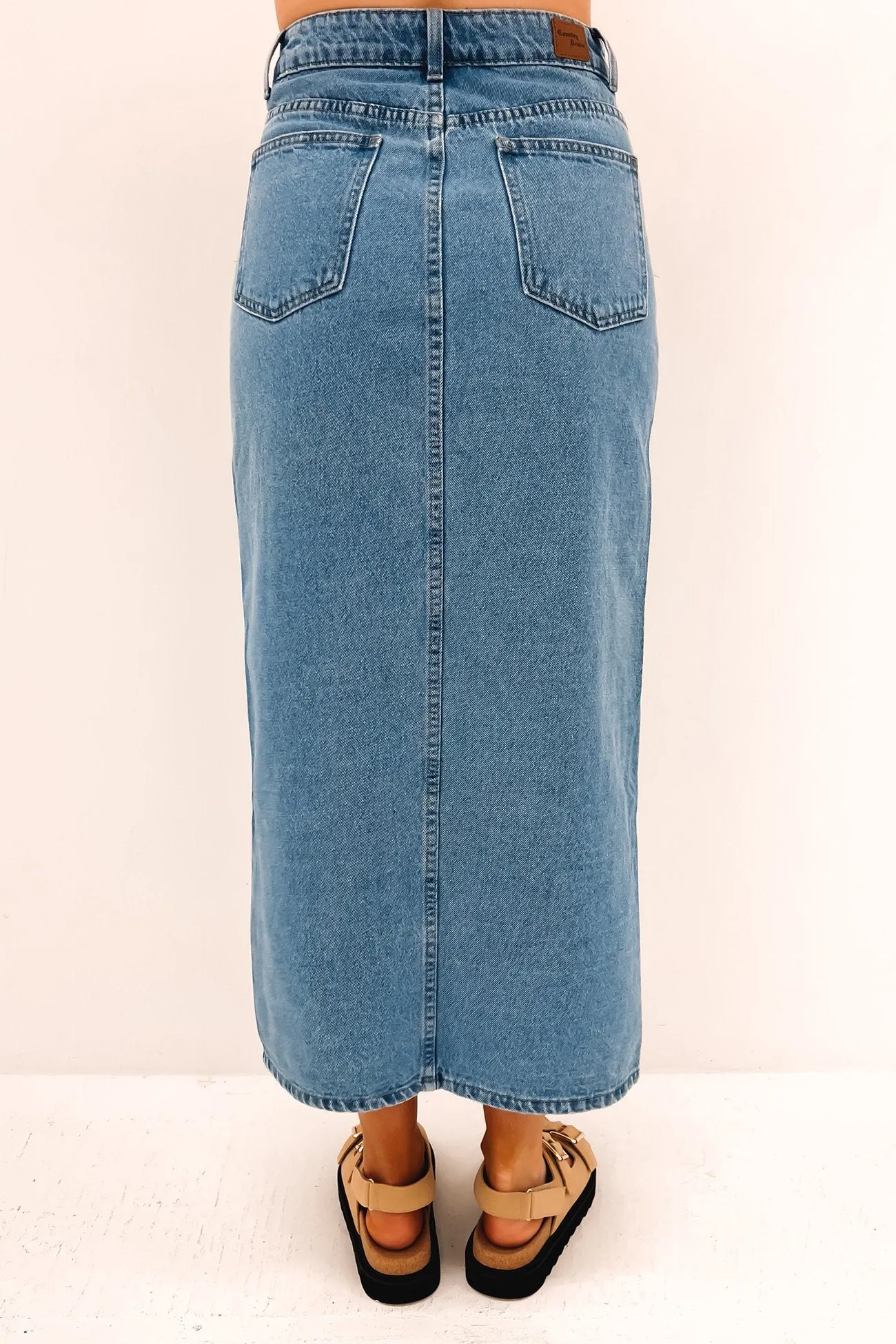 Daisie Denim Midi Skirt Blue