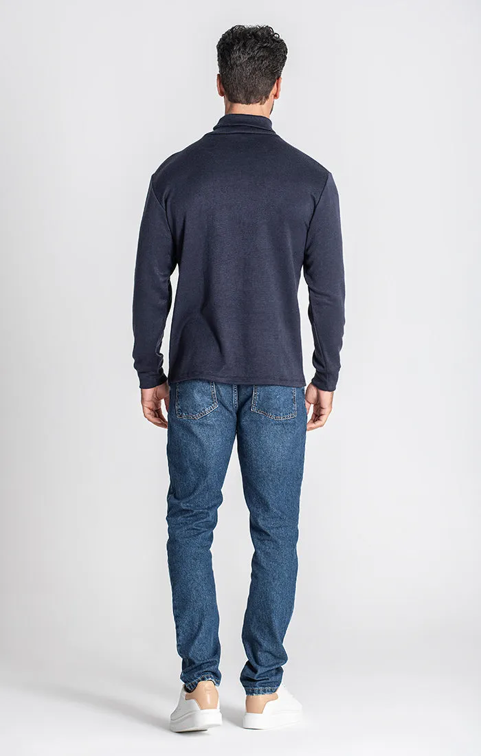 Dark Blue Smooth Turtleneck