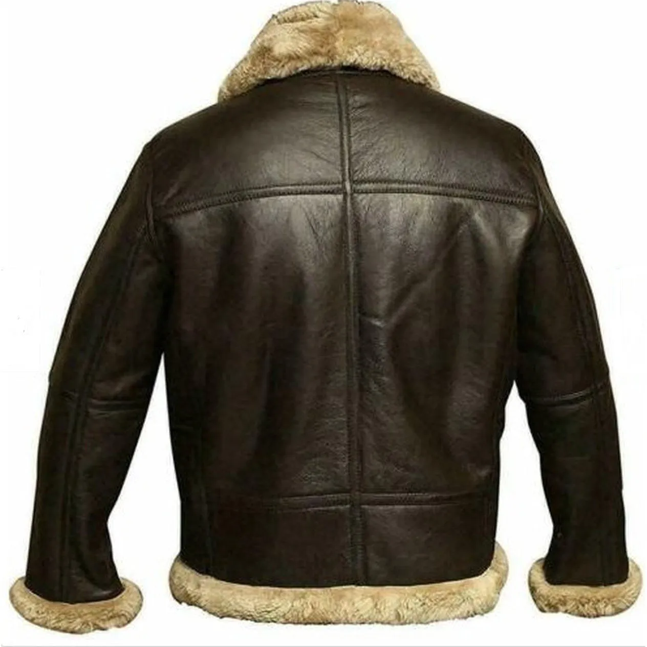 Dark Brown Bomber Shearling Leather Jacket