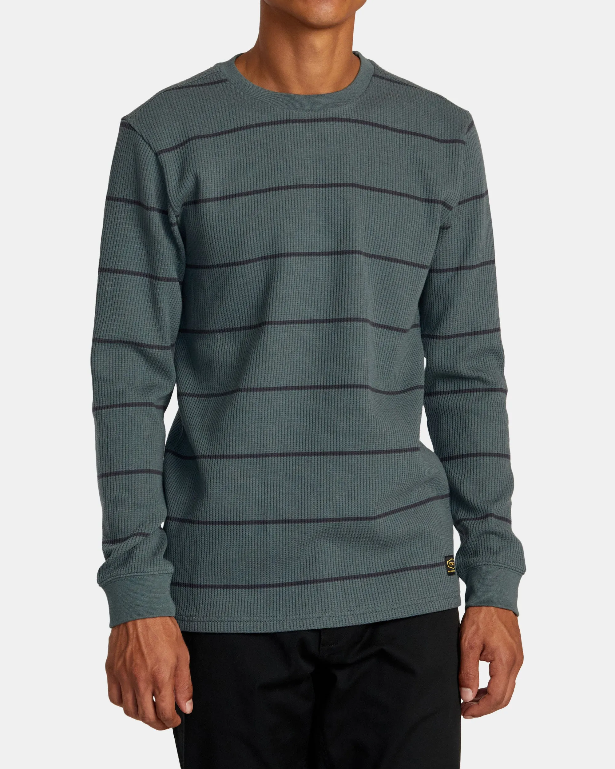 Dayshift Thermal Stripe Long Sleeve - Balsam Green