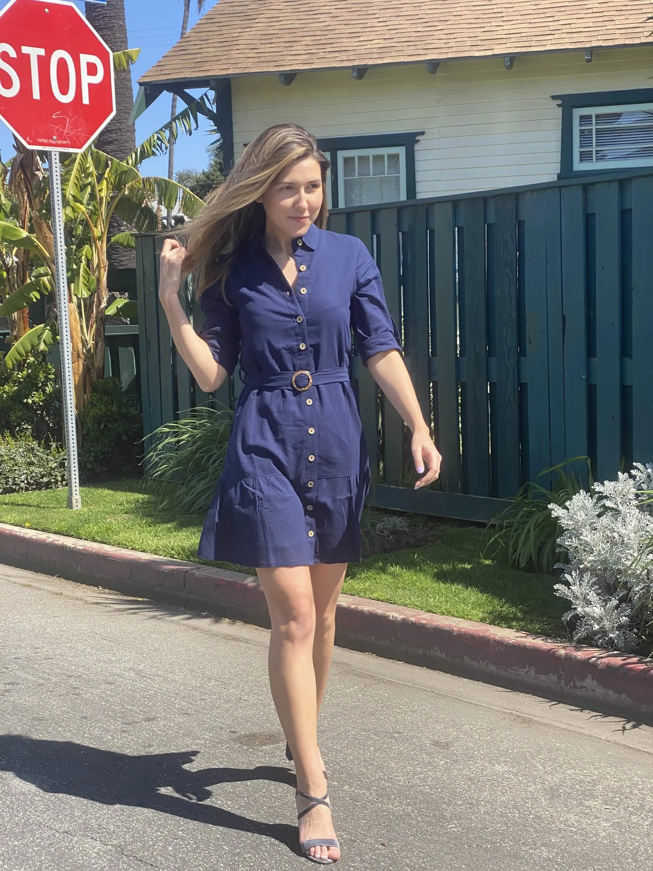 Delfina Navy Shirt Dress - Effortless Style for Any Occasion