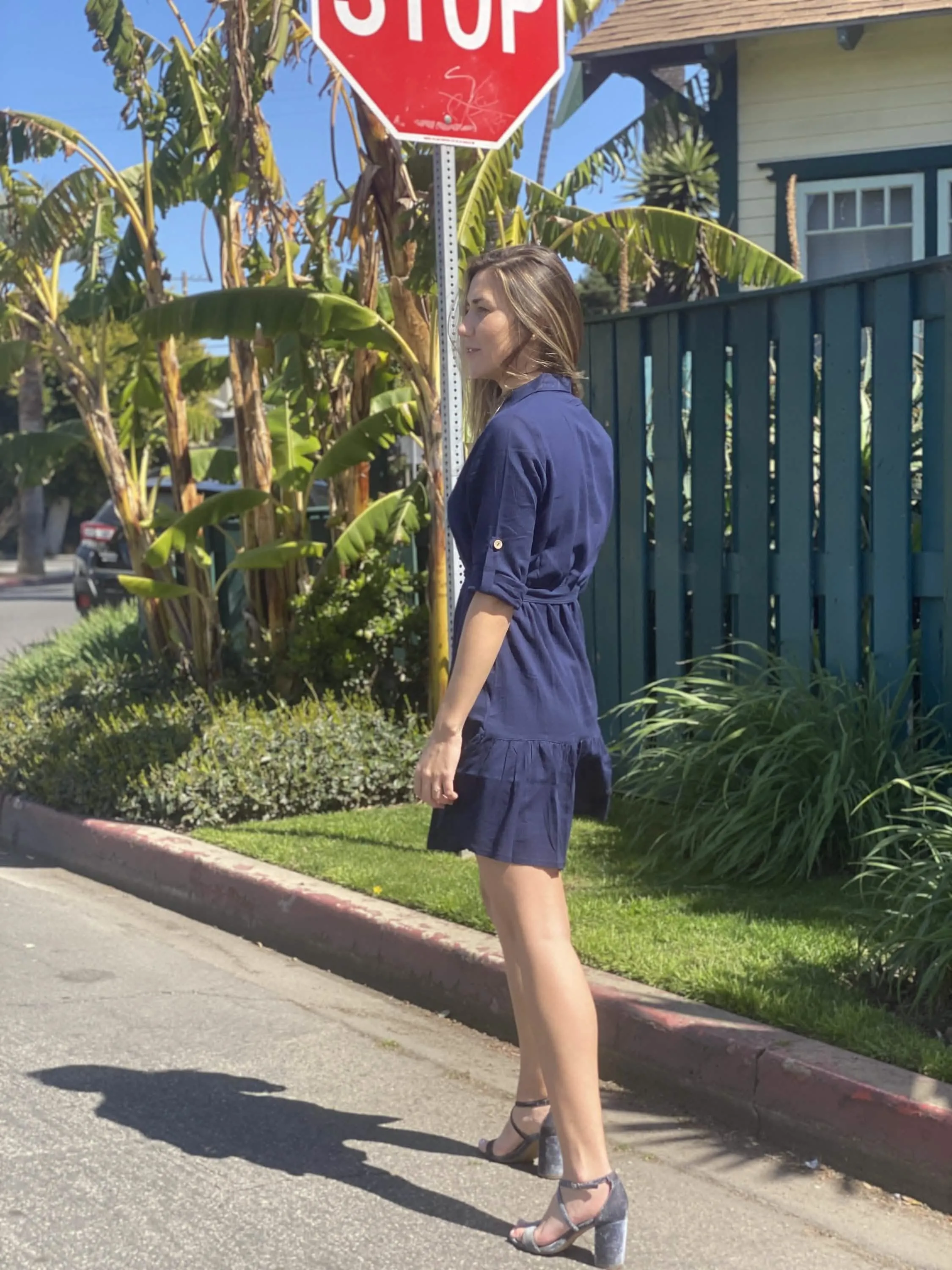 Delfina Navy Shirt Dress - Effortless Style for Any Occasion