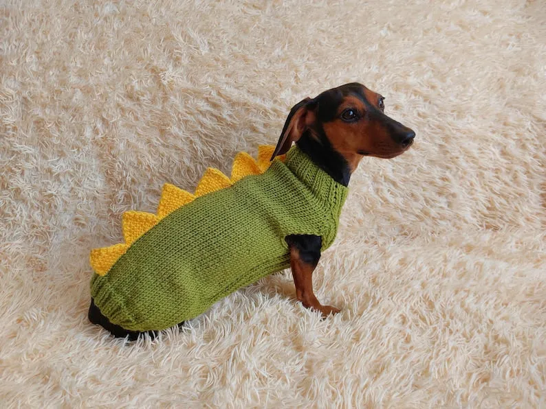 Dog dinosaur knitted clothes sweater, dinosaur sweater for dogs, original dog clothes dinosaur sweater