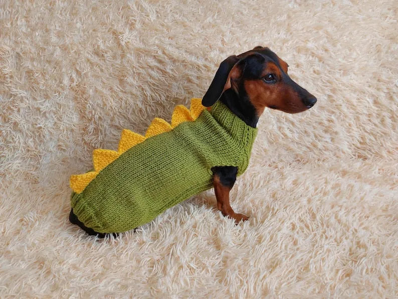 Dog dinosaur knitted clothes sweater, dinosaur sweater for dogs, original dog clothes dinosaur sweater