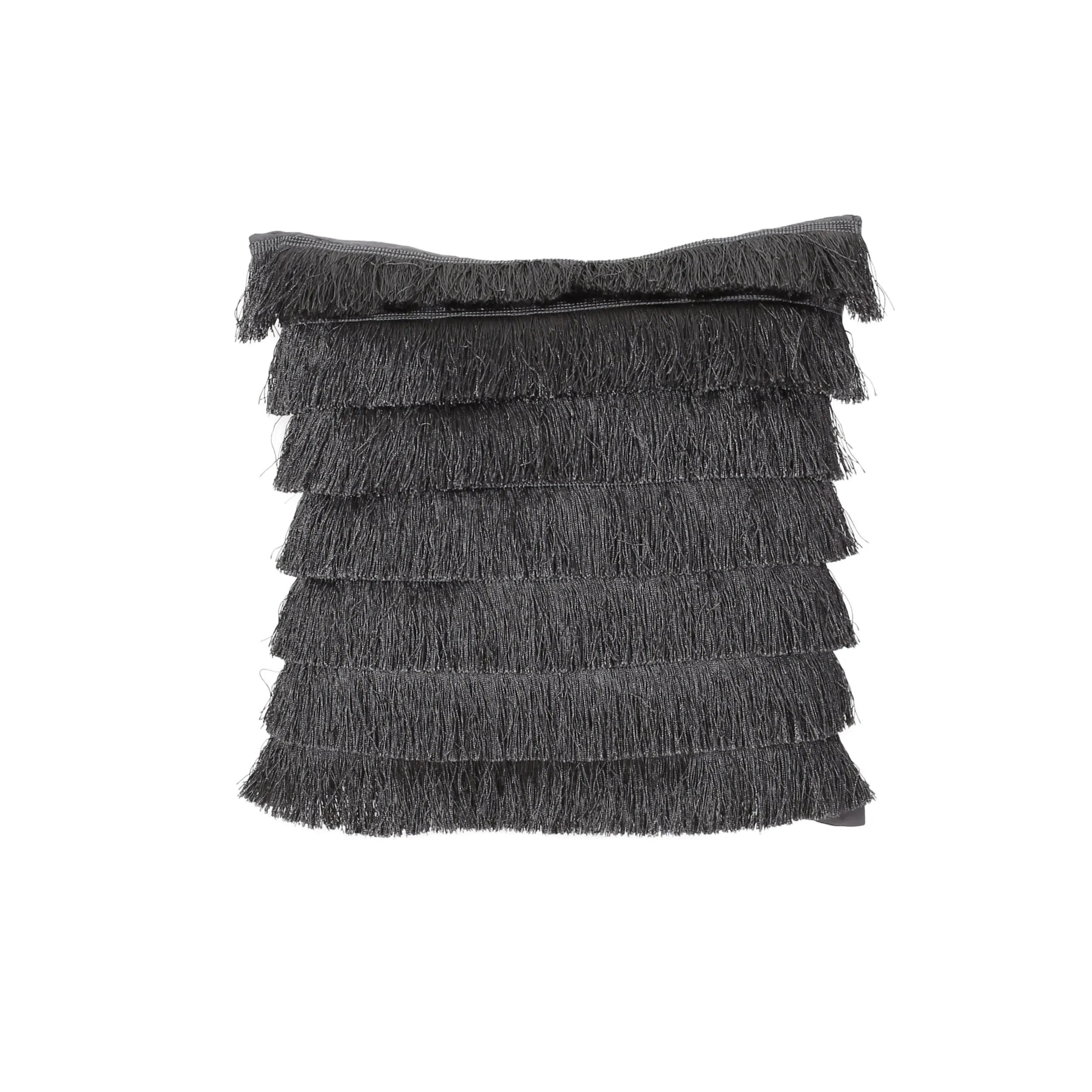 Elvira Glam Square Fabric Pillow Cover with Fringes