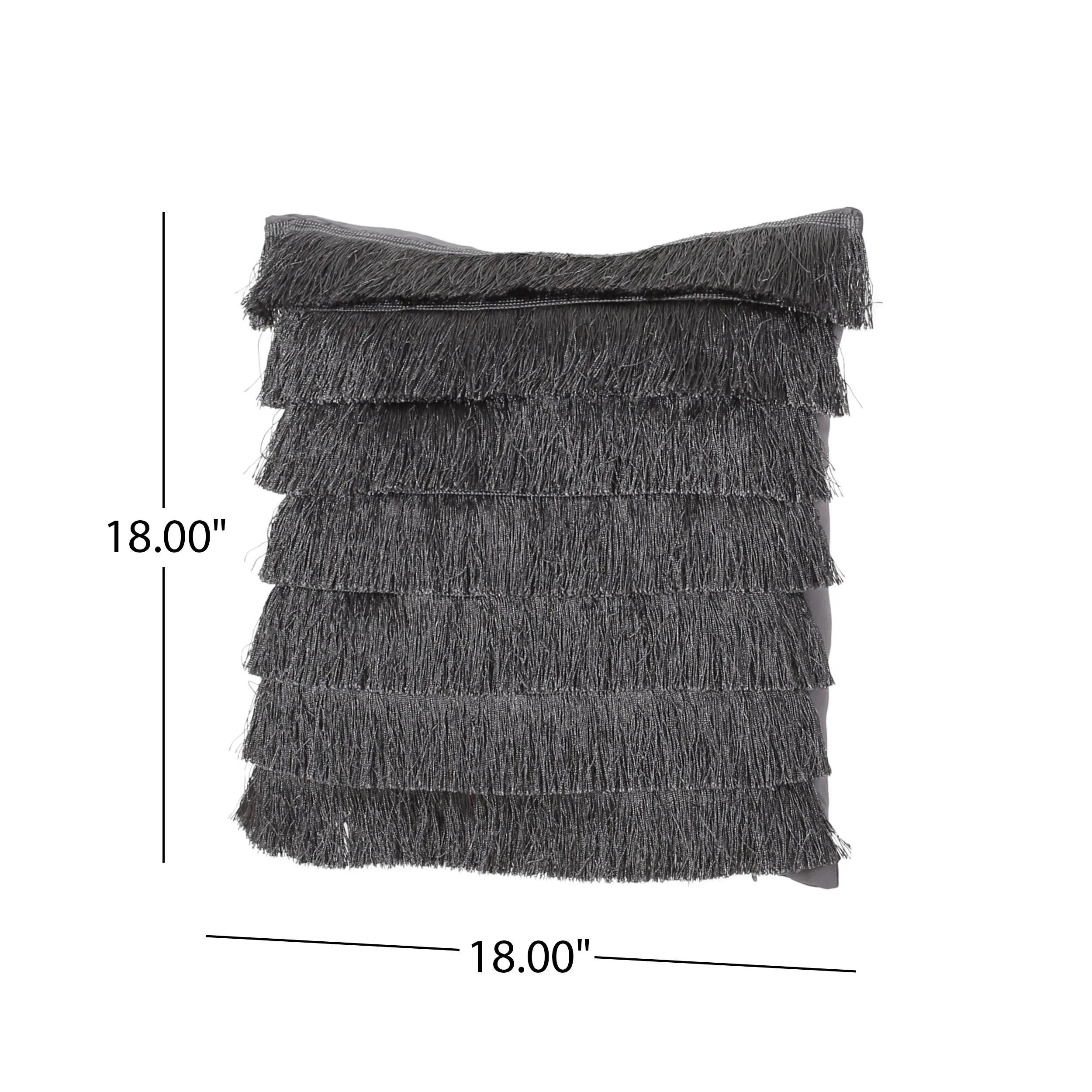 Elvira Glam Square Fabric Pillow Cover with Fringes