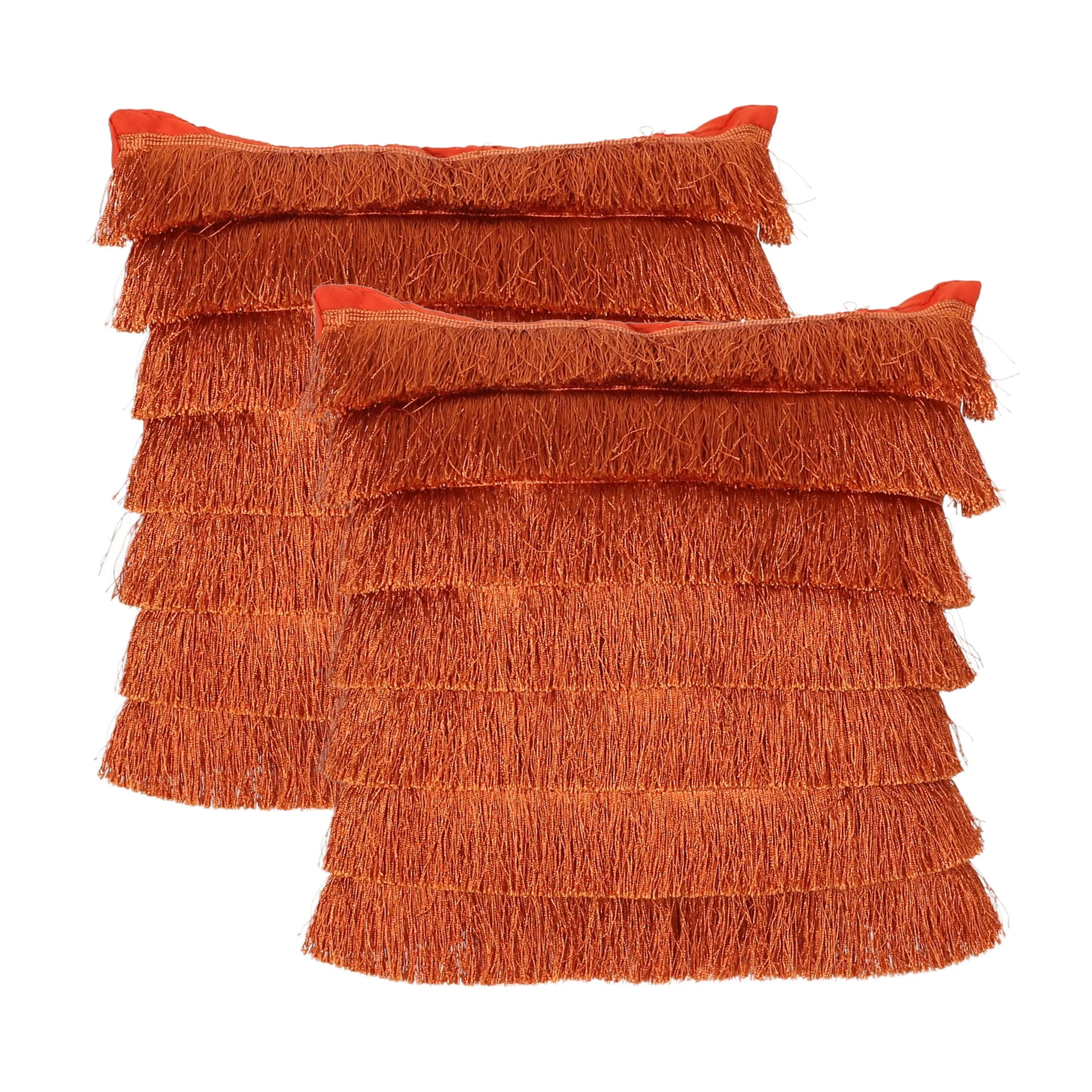 Elvira Glam Square Fabric Throw Pillow with Fringes