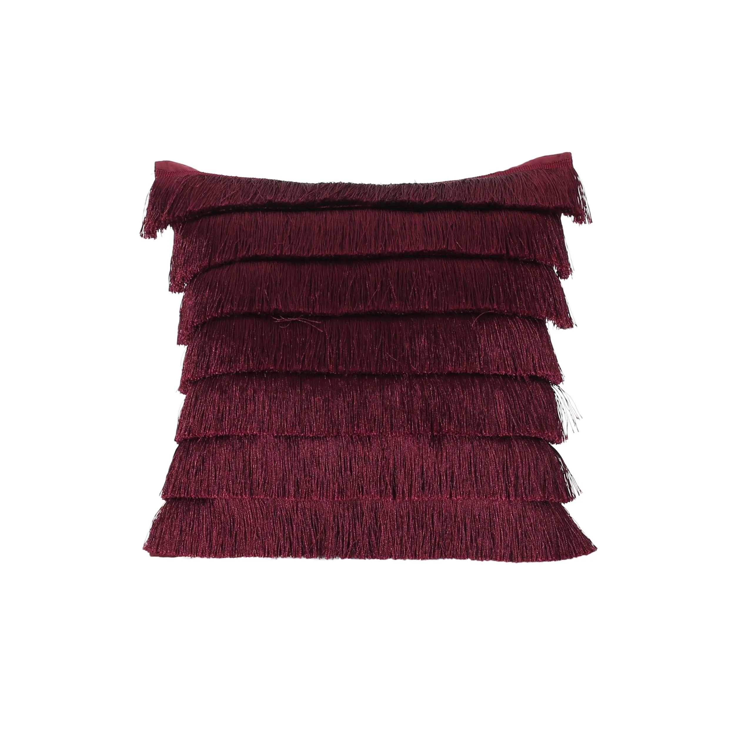 Elvira Glam Square Fabric Throw Pillow with Fringes