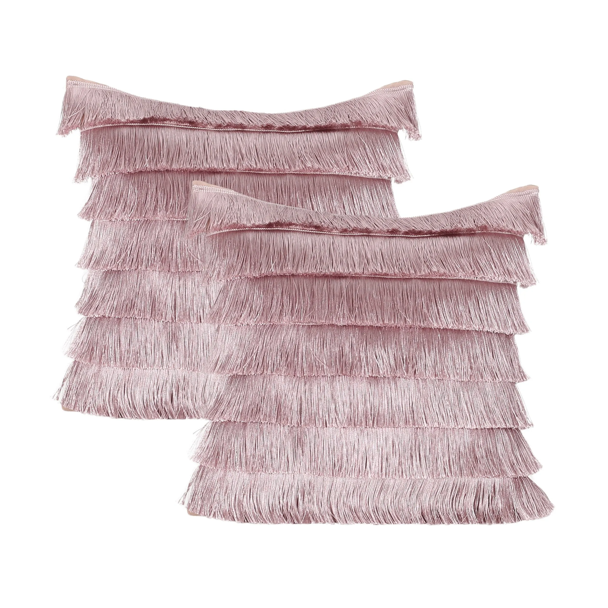 Elvira Glam Square Fabric Throw Pillow with Fringes