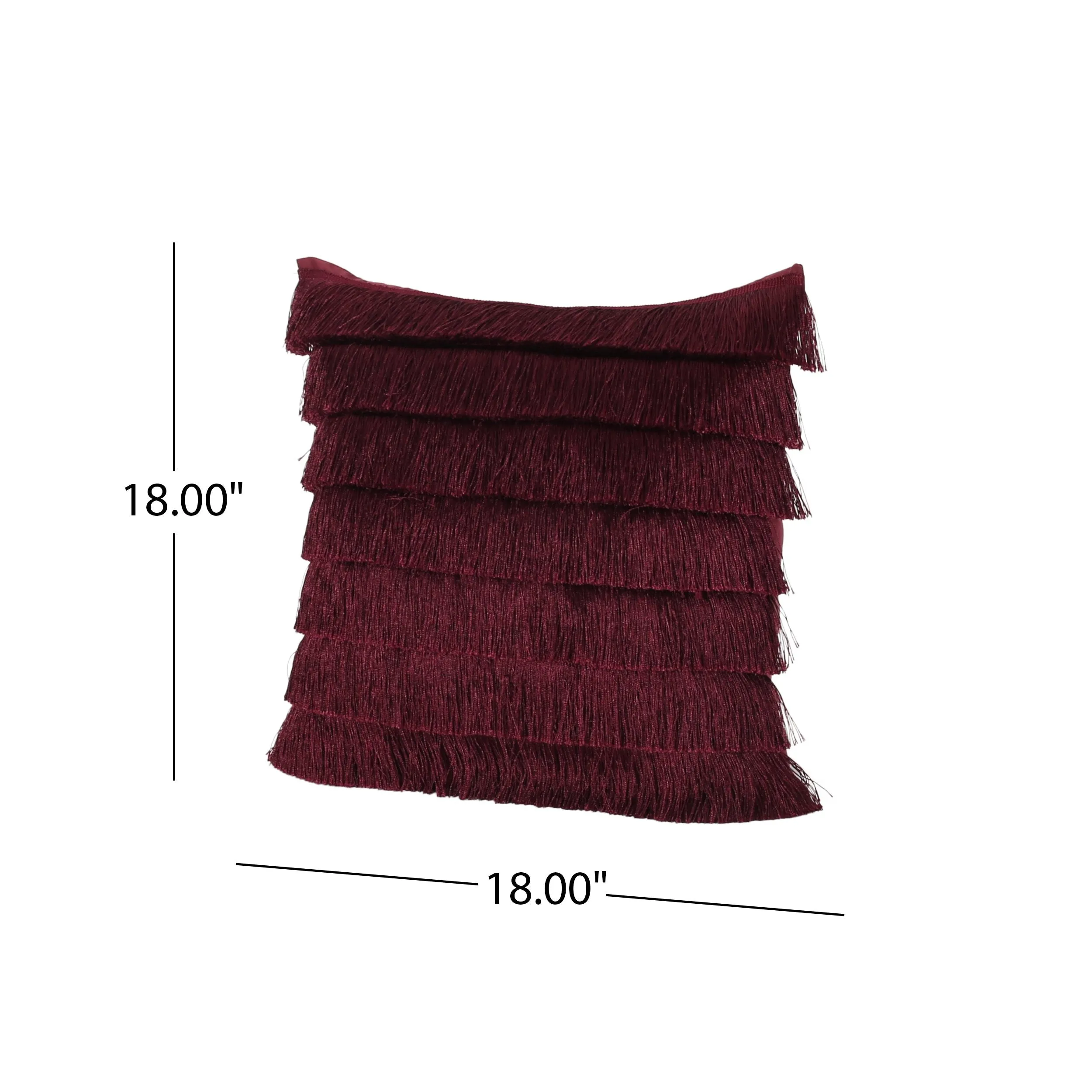 Elvira Glam Square Fabric Throw Pillow with Fringes