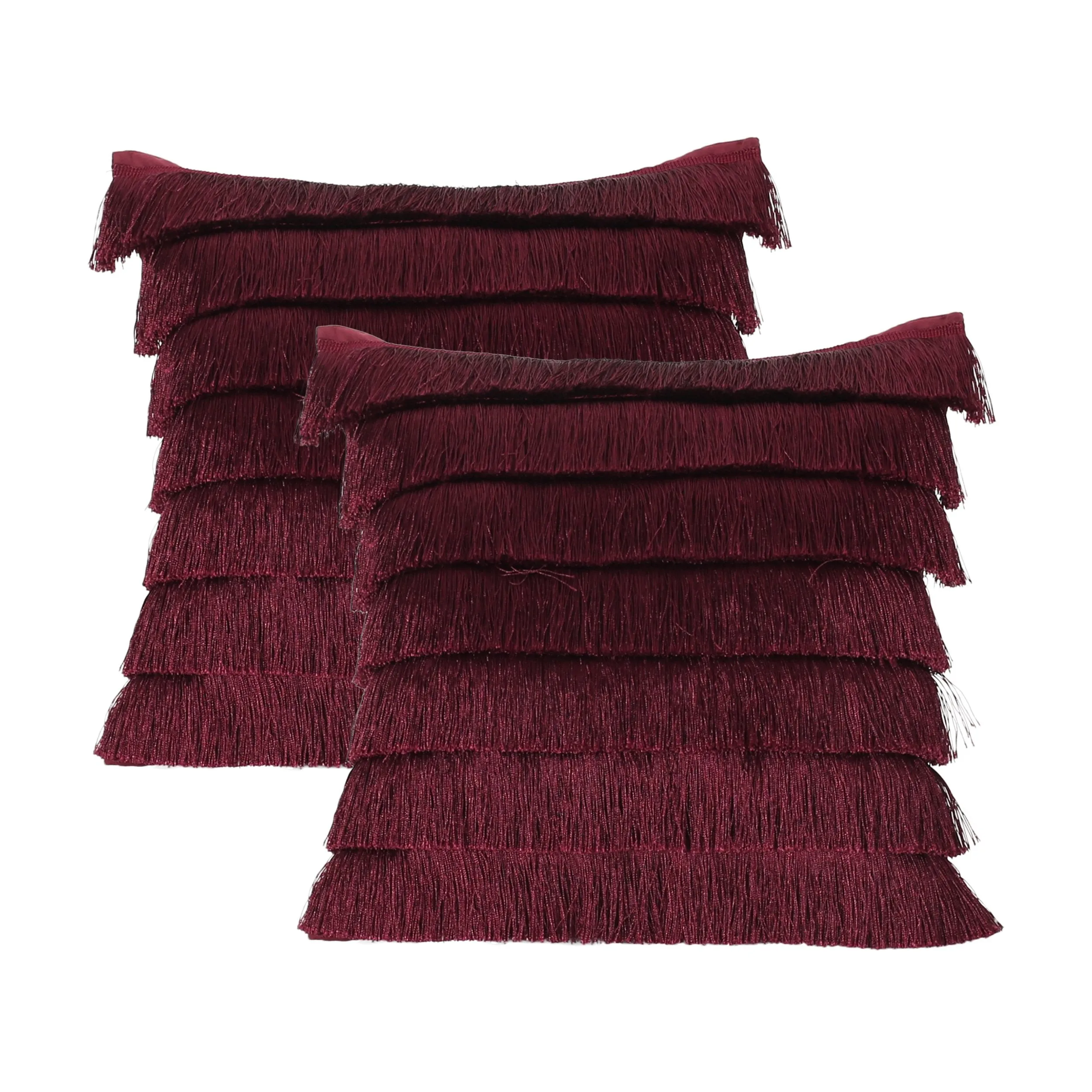 Elvira Glam Square Fabric Throw Pillow with Fringes